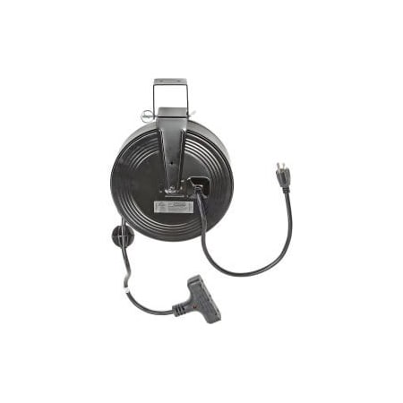 Bayco Cord Reel, NEMA 5-15R, 16 AWG, Black Reel Color, 30 ft Length, 3 Outlets SL-801